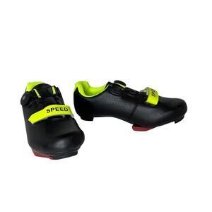 Speed‎ Microtex Locking Road Bike Cycling Shoes Unisex 37/6 Black Green NWOT